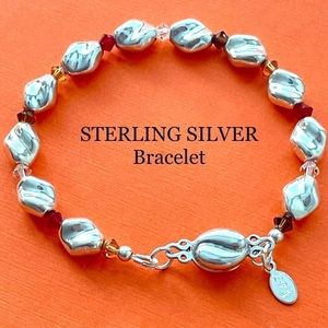 STERLING SILVER BRACELET MULTI GEM RAINBOW CHARM GENTLE WORN